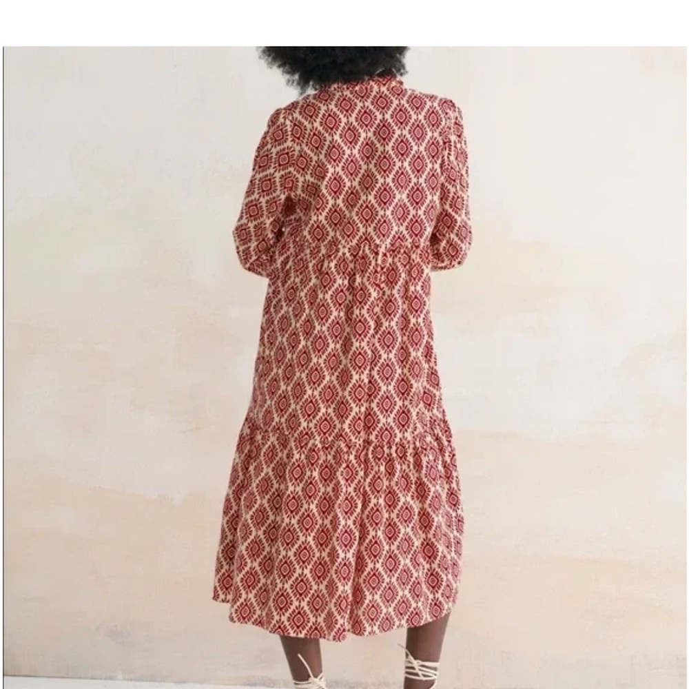 NWOT Zara Printed Midi Long Sleeve Ruffled Sundress Sz S - Picture 8 of 12